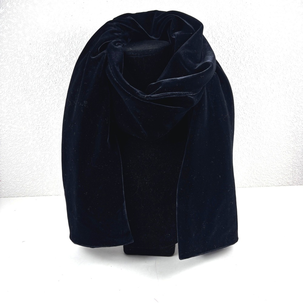 Signature Studio Velvet Scarf Womens OS Black Stretch Goth Regency Victorian